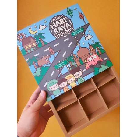 

( 5 Pcs ) Box Packaging Eggtart Eid Mubarak Dus Hampers Kue Soes Idul Fitri Tema Cokelat Pulang Kampung Sekat 9