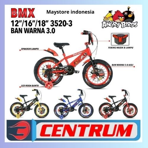 SEPEDA ANAK BMX CENTRUM 3520-3 ANGRY BIRD EDITION UKURAN 12 16 18,SEPEDA READY SIAP KIRIM - BERGARAS