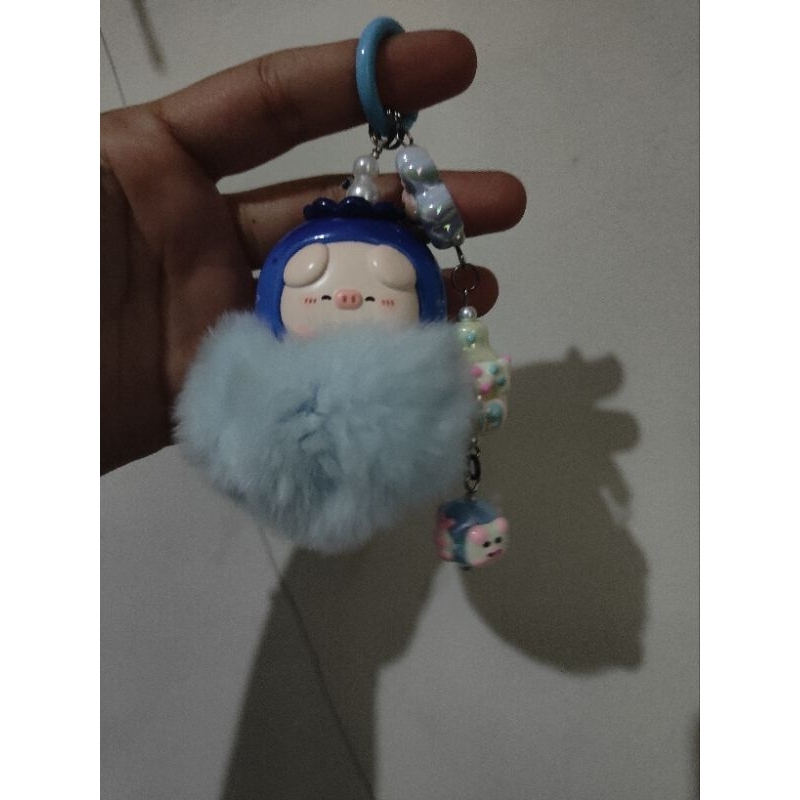 bag Charm preloved pig biru