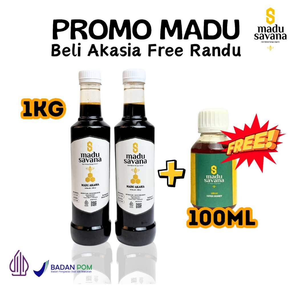

MADU SAVANA | | Akasia 1kg Gratis 100ml madu randu MURNI Pure Natural Raw Honey