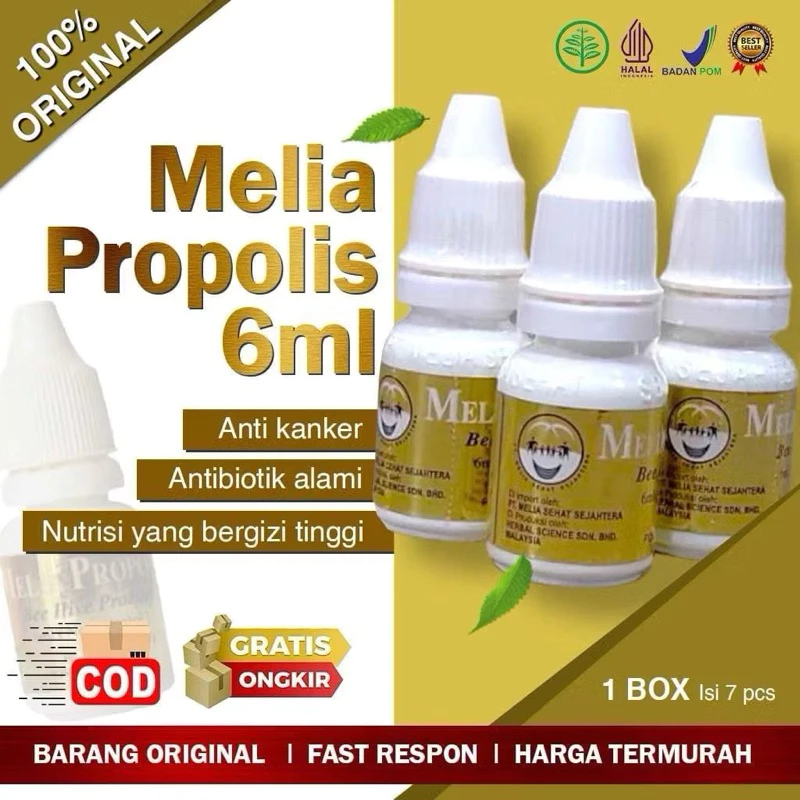(COD) Propolis Melia 6 Ml Propolis Original 1 Box Paket Hemat Asli BPOM