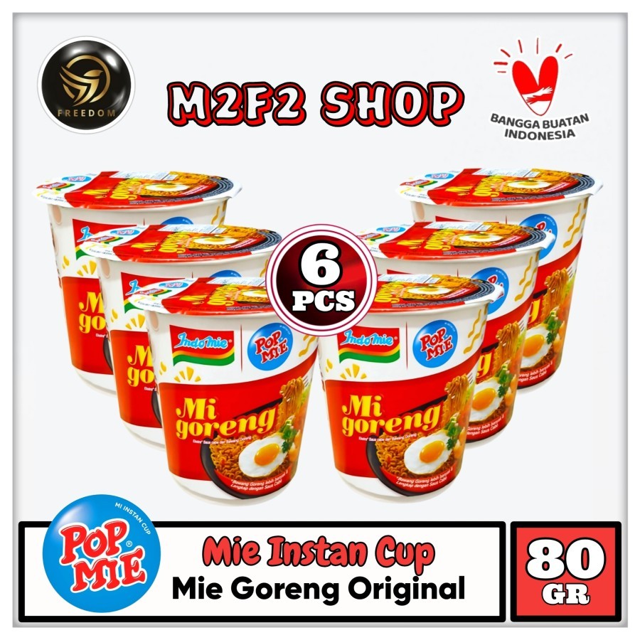 POP MIE | Mi Instan Cup Goreng Original - 80 gr (Kemasan 6 Pcs)