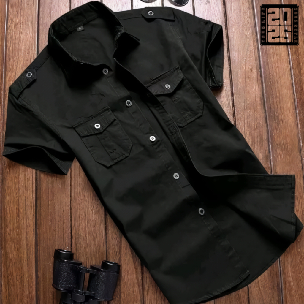 Kemeja Tactical Pria Hitam / Kemeja Tactical / Kemeja Tactical Pria / Kemeja Tactical Lengan Pendek 
