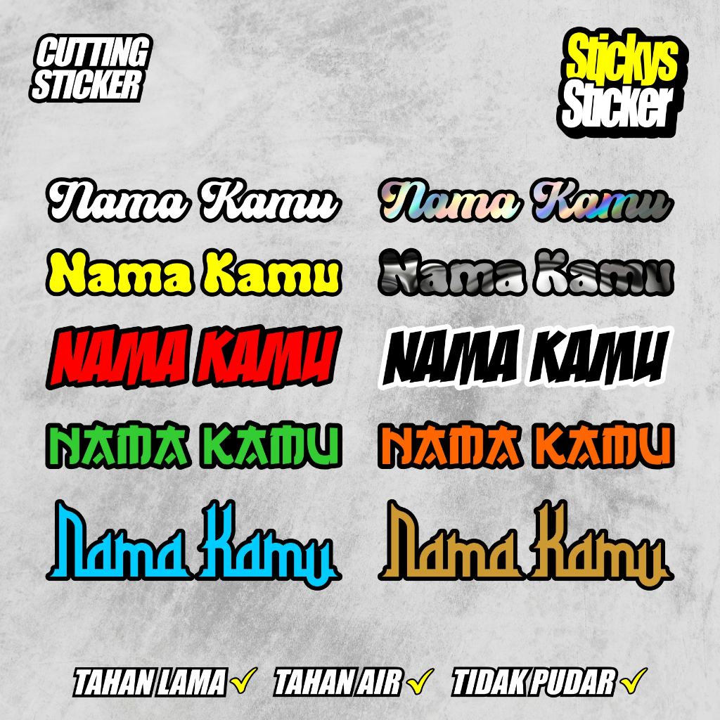 Stiker nama custom nama sendiri Stiker Cutting Custom 10 WARNA UKURAN BESAR - Tanpa Minimal Order #3