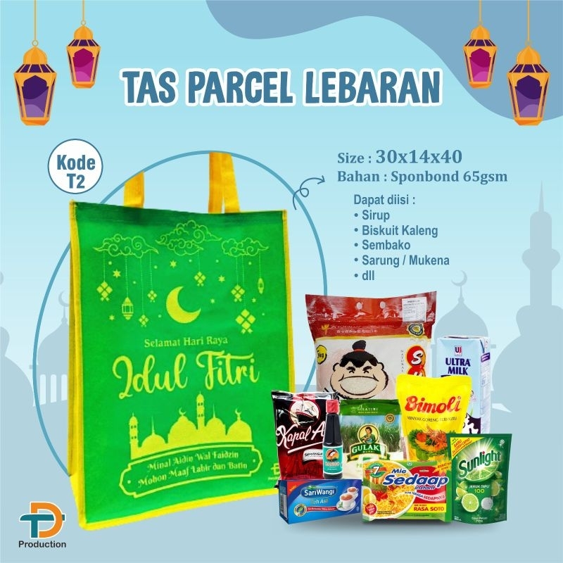 

Tas Parcel Lebaran Idul Fitri uk. 30x14x40 DAPAT 1 LUSIN 12 PCS bahan sponbond tebal 65 gsm