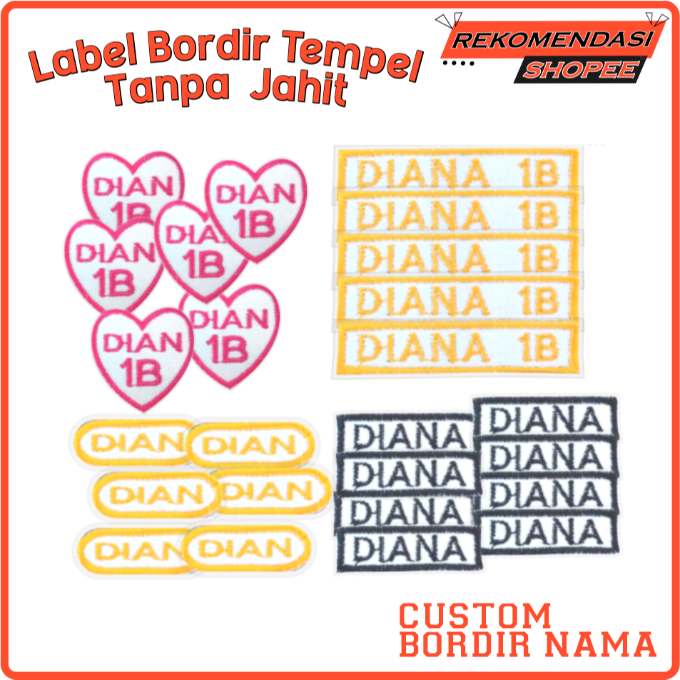 Patch Bordir Iron Custom Nama - Label Nama - Label Baju - Bordir Nama Custom