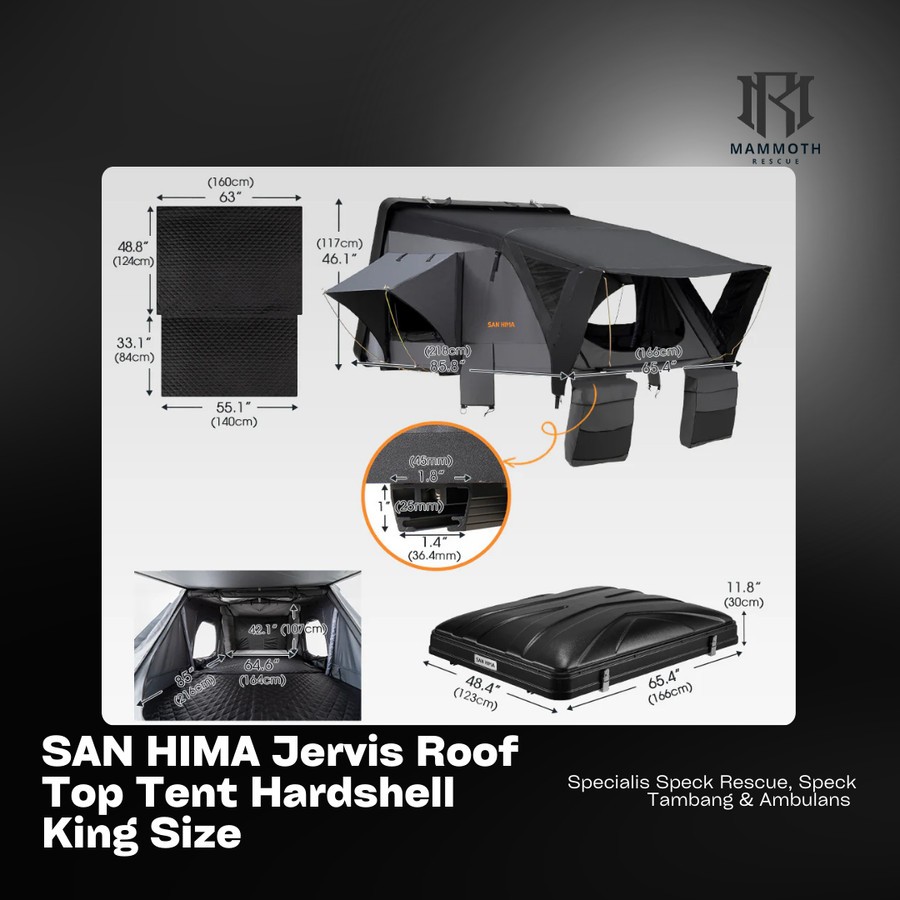 Tenda Atas Atap Mobil San Hima Jervis Roof Top Tent Hardshell King Size