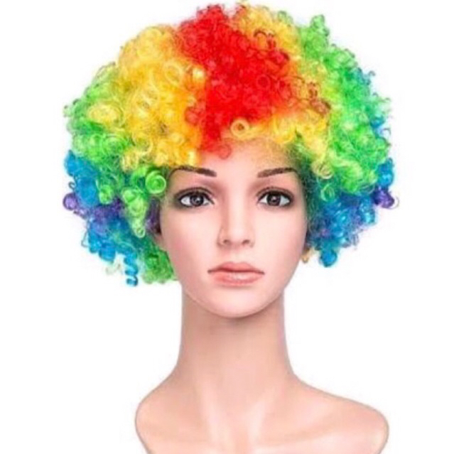 Rambut Palsu Badut Warna Rinbow / Rambut Kriwil Badut Warna Warni / Wig Badut