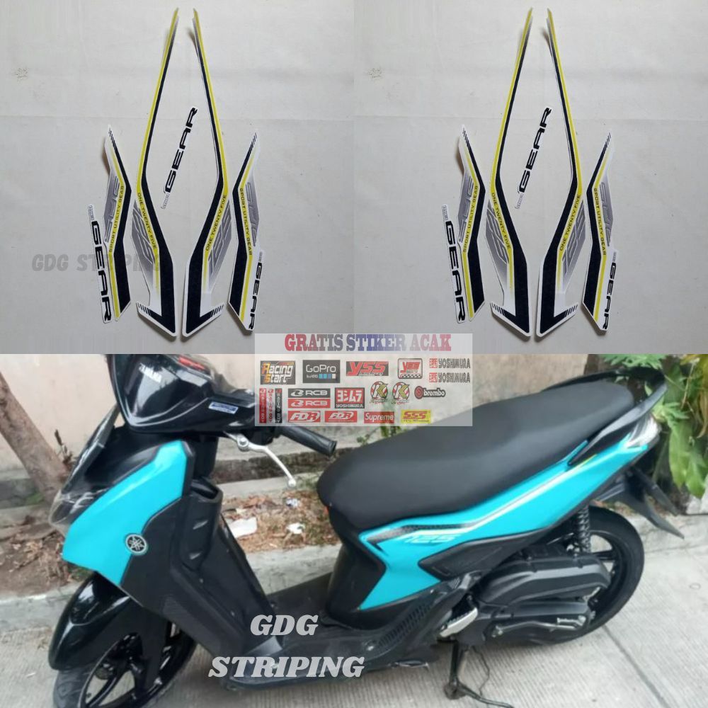 Striping Stiker Motor Yamaha Mio Gear 125 S 2022 2023 Kuning Putih Murah