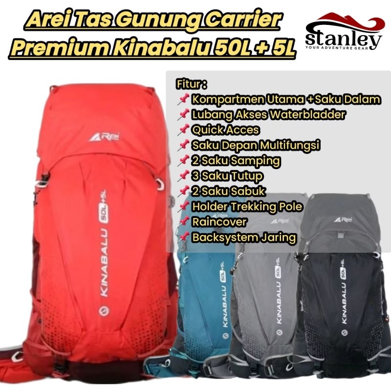 Arei Tas Gunung Carrier Premium Kinabalu 50L + 5L