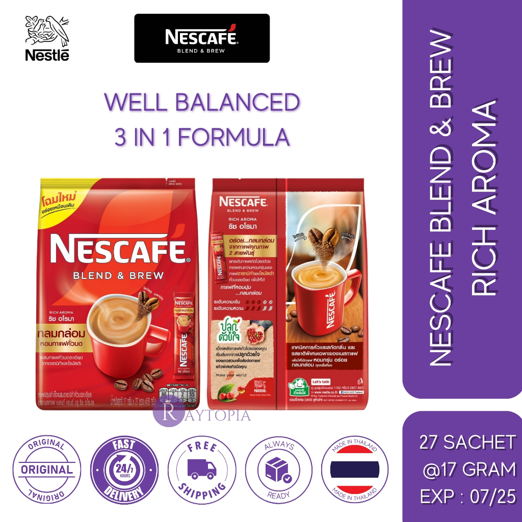 

Nestle Nescafe Blend And Brew Rich Aroma isi 27 Sachet Thailand