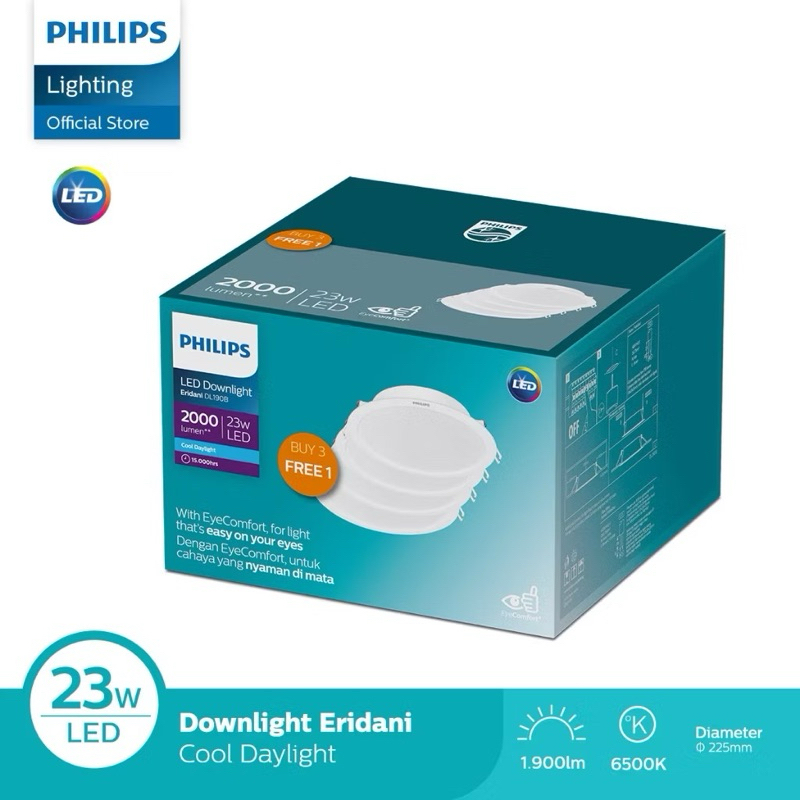 [ PAKET ISI 4 LAMPU ] PHILIPS LED Downlight Eridani Multipack 23W 23 W Watt DL190B LED18 D200 Lampu 