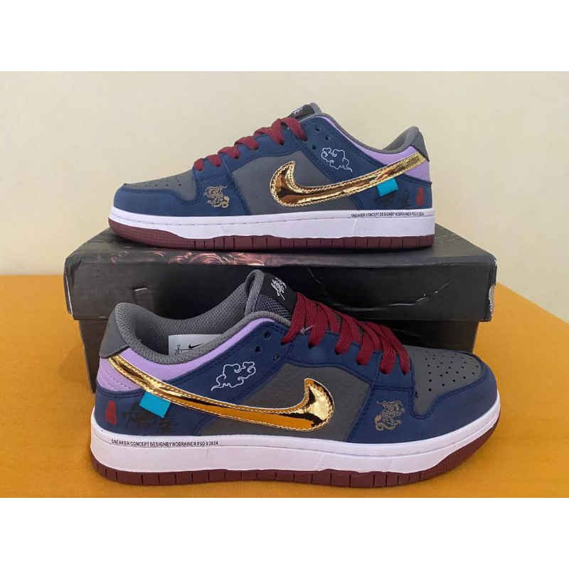 Sepatu Sneakers Dark Navy Black Gold ( BM. Wukong )