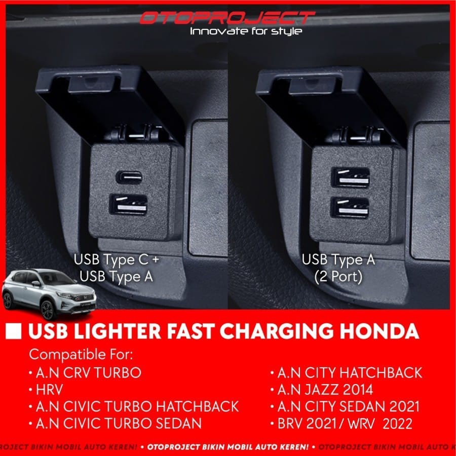 [PROMO] Otoproject - USB lighter / Obd Fast Charging Usb Khusus Honda 2 Port USB