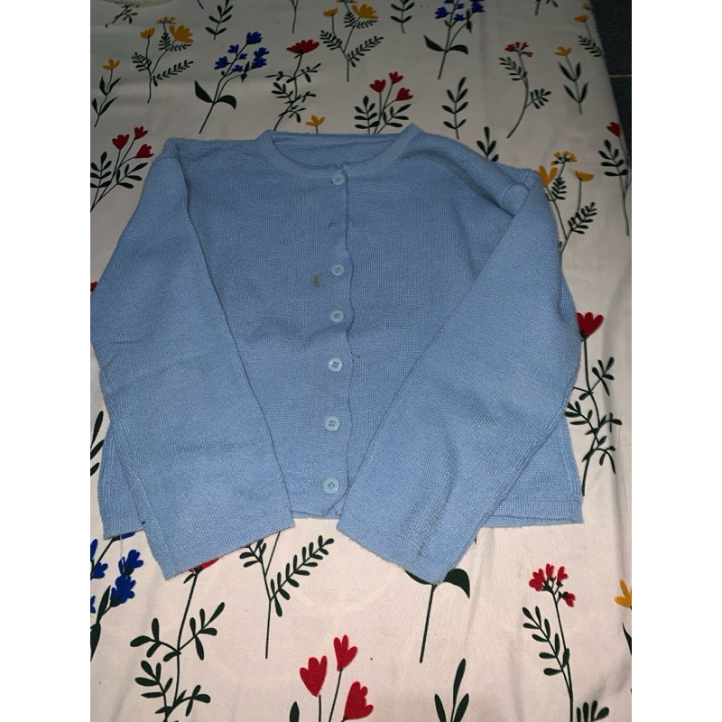 cardigan rajut biru