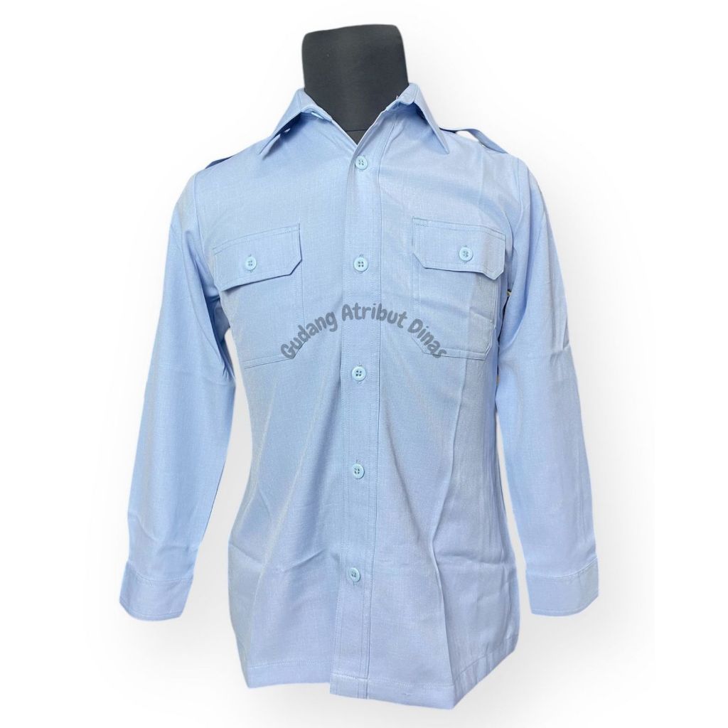 Kemeja PDH Biru Muda/ Kemeja PDH Lengan Panjang/ Kemeja PDH Lengan Pendek/ Kemeja Biru Muda
