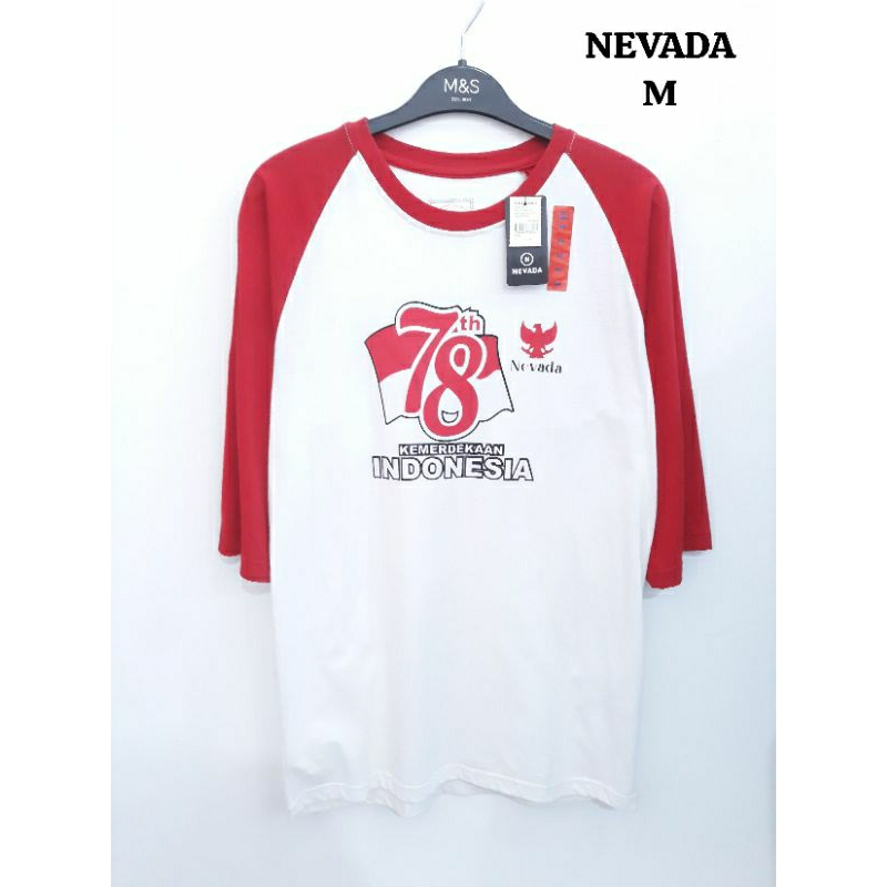 Kaos Reglan HUT RI Kemerdekaan Unisex Dewasa Nevada Merah Putih Matahari