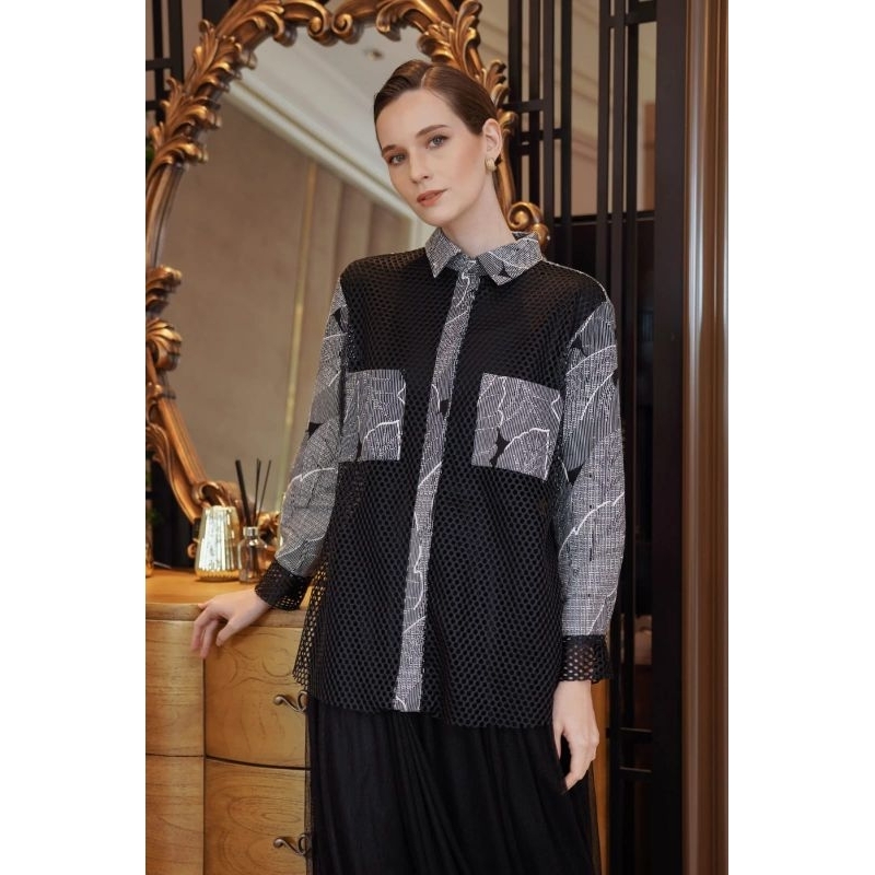 Benang Jarum - Siena Jacquard Shirt - Black - S  { NEW }