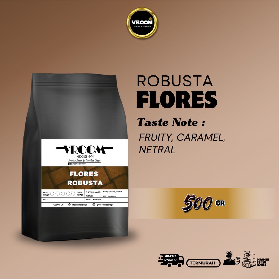 

Coffee Robusta Manggarai Flores Natural Roasted Bean Biji Kopi Matang Bubuk 500Gram