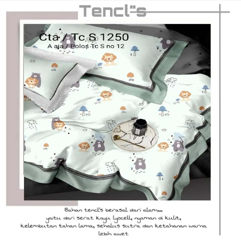 Sprei Sutra Sprei Tencl's Sutra Organik 60s Motif Anak