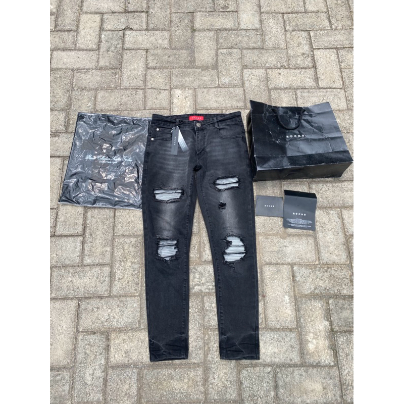 RUCAS Season 12 “ Rucas Dark Grey Caviar Leather Jeans”