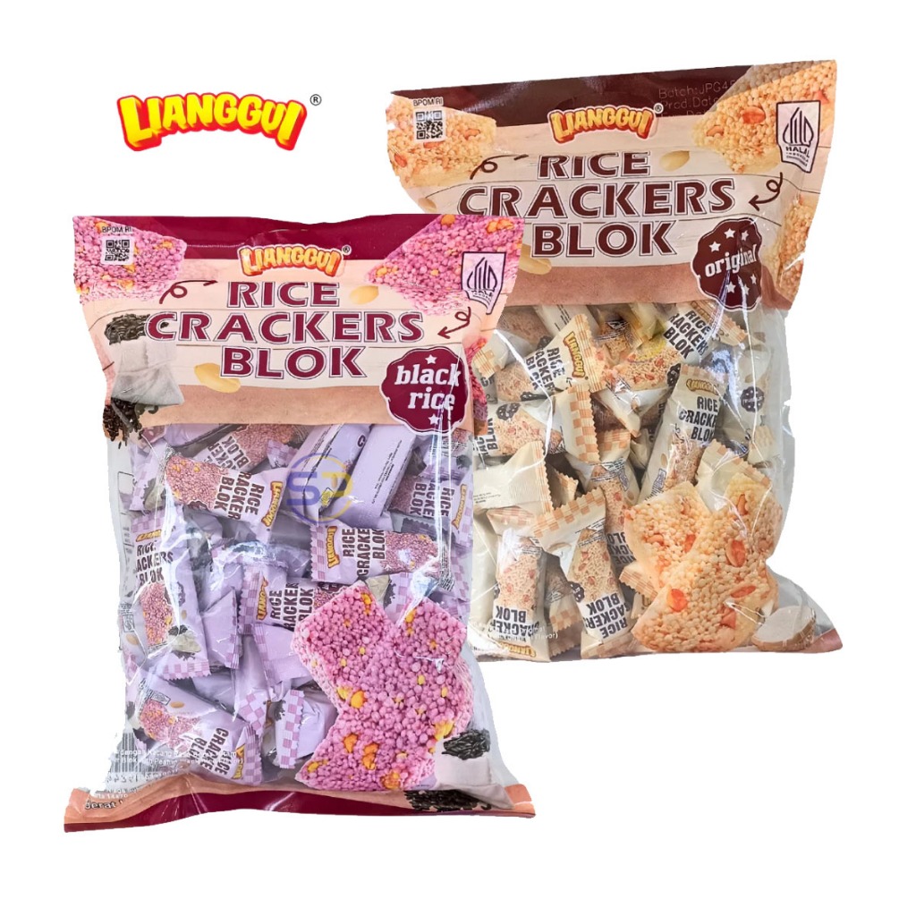 

LIANGGUI Rice Crackers Blok Rasa Original Beras Hitam 298gr | Jipang Brondong Beras dengan Kacang