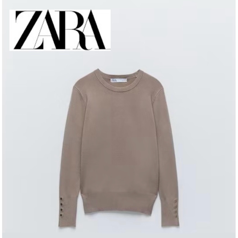 ZARA Knit Gold Button / Inara Taupe
