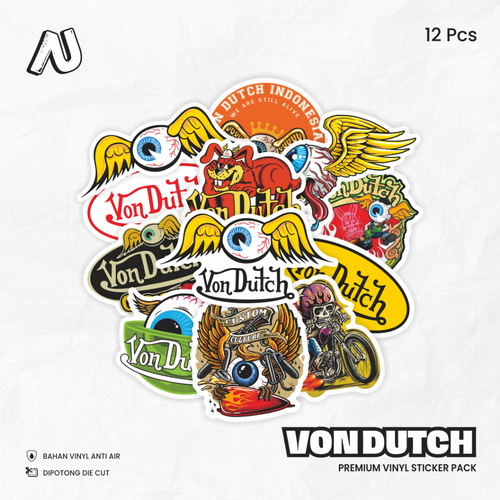 

Sticker Pack Von Dutch Stiker Hypebeast Aesthetic Vinyl Waterproof Laptop HP Motor Anti Air
