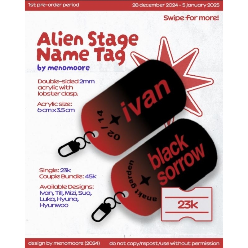 

ALNST Alien Stage Acrylic Name Tag Fan Merchandise (Ala Carte)