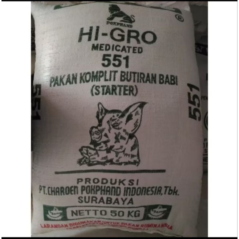 Pur babi Hi Gro CP551 pakan anak babi sapihan penggemuk ternak ayam bebek entok 1kg