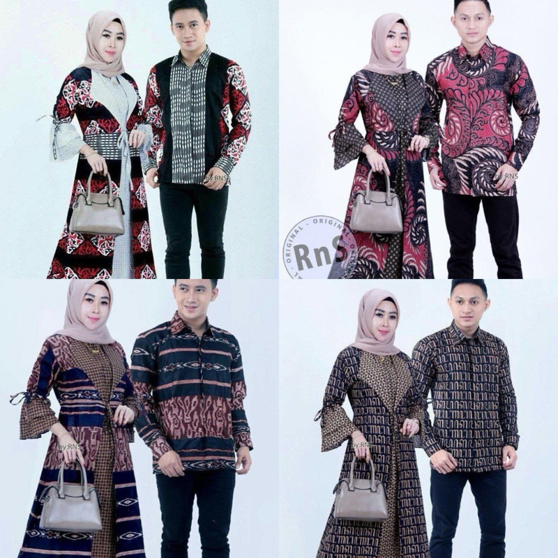 SERAGAM COUPLE BATIK KEMEJA DAN GAMIS LONG BLAZER BATIK MODERN KATUN ASLI [REAL PICT]
