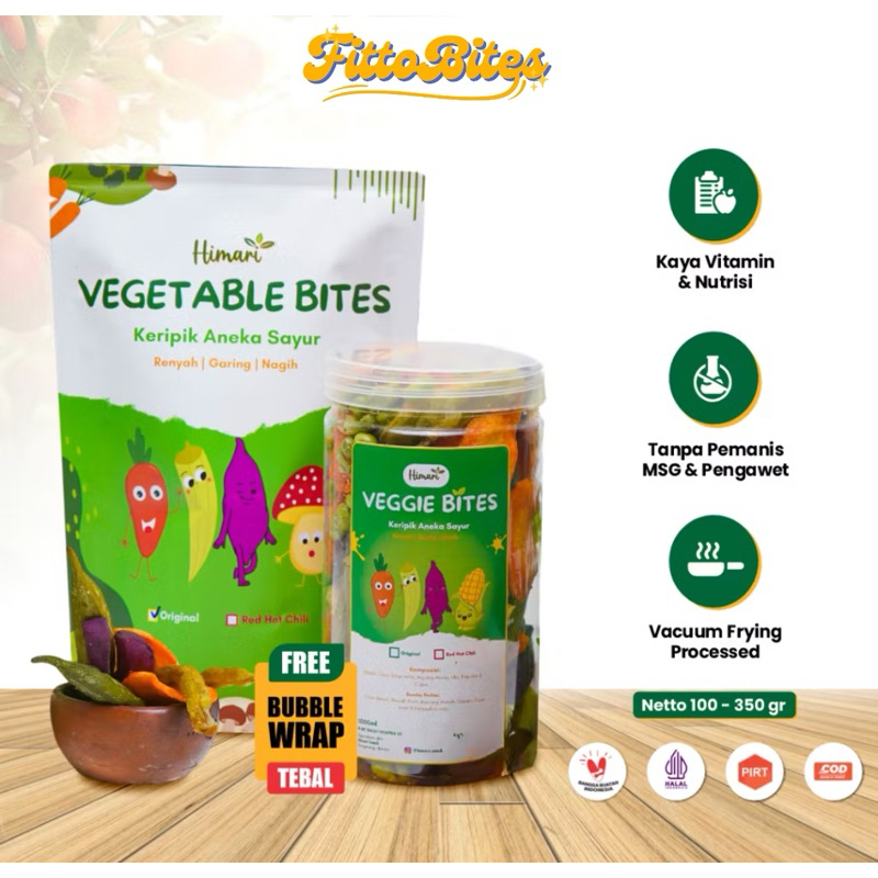 

Keripik Sayur Kering Mix Veggie Bites Snack Cemilan Sehat 100% Produk Lokal