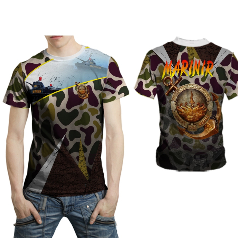 MARINIR TNI AL Baju Dinas Kaos Jersey Dewasa Tangan Panjang Gratis Nama