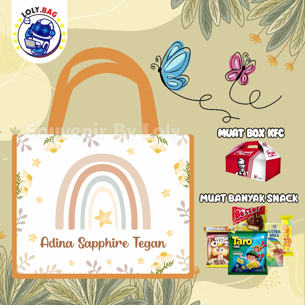 

Tas Ultah / Tas Ulang Tahun Murah/Goodie bag murah/souvenir ultah/Tas tema PELANGI/TEMA RAINBOW