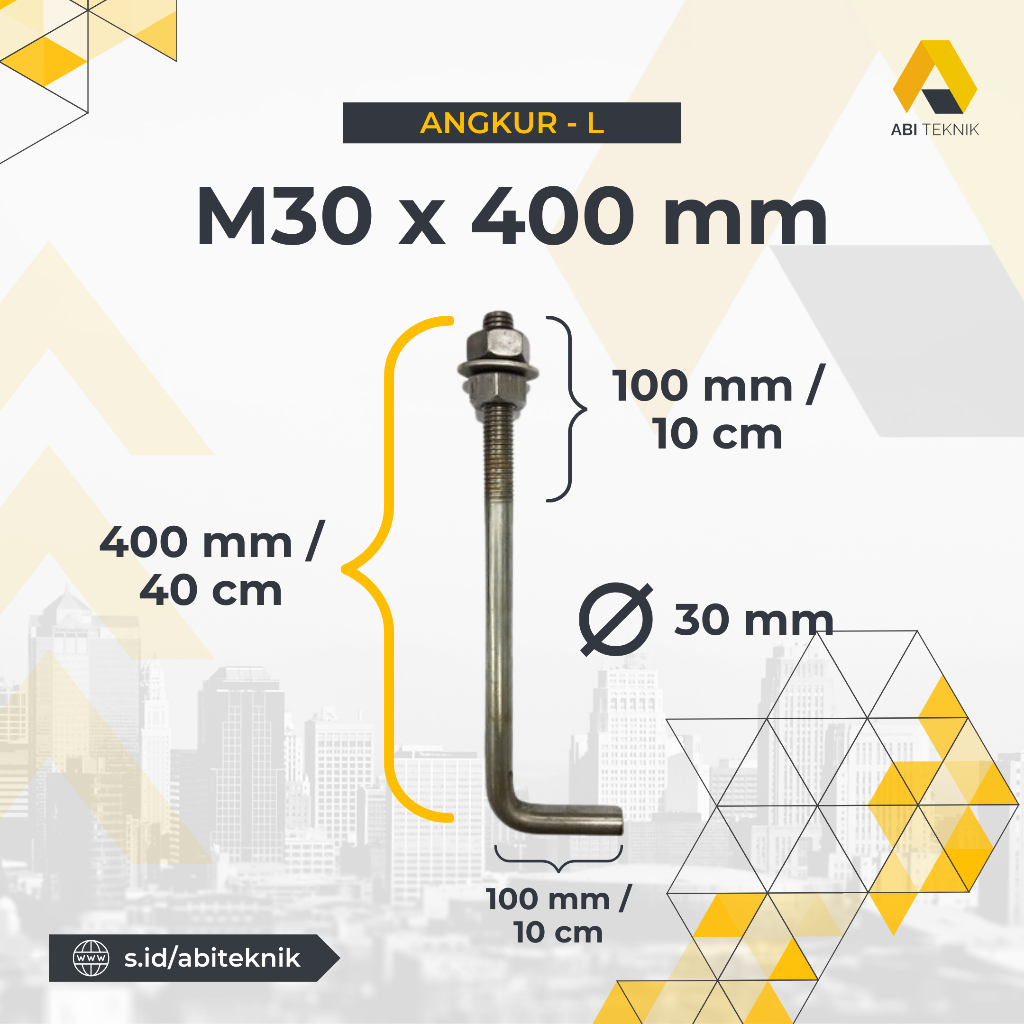 Anchor Bolt L / Baut Angkur L M30 x 400 mm - Assental (ST41)