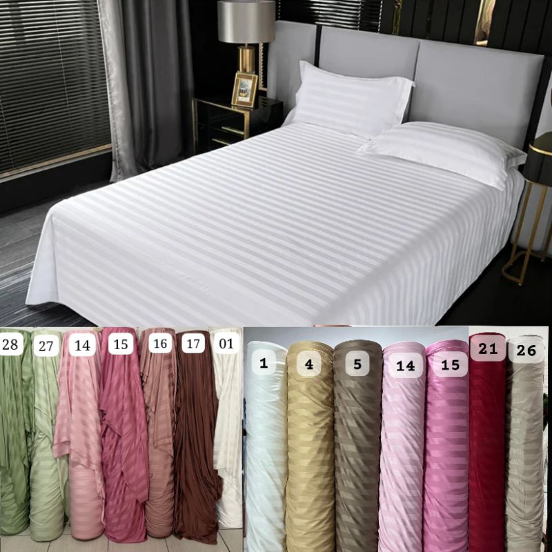 Sprei Set-Stripe Sutra Jacquard Satin Strip Pilih No Warna Di Catatan