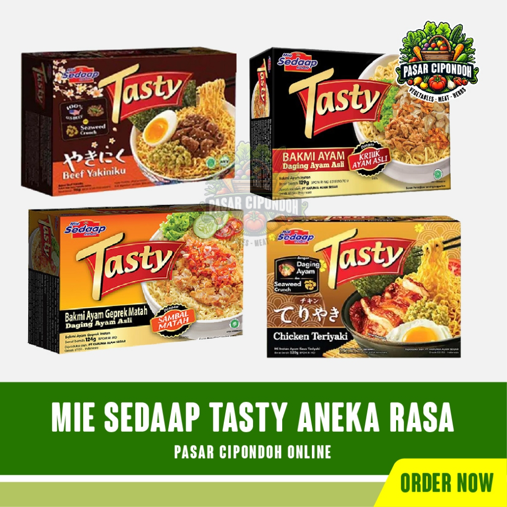 

Mie Sedaap Tasty Aneka Rasa Beef Yakiniku / Sambal Matah / Bakmi Ayam Daging / Chicken Teriyaki 1pcs