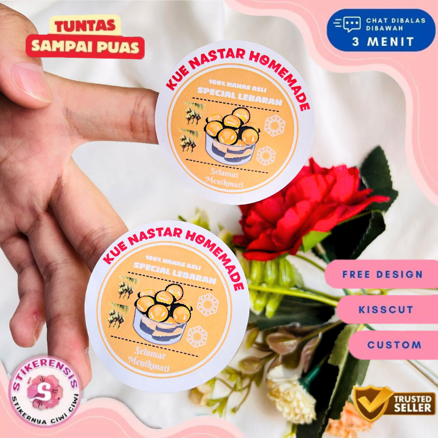 

2-4 Stikerensis Print Sticker Kecil Bulat Tema Cookies Idul Fitri Stiker Chromo Kue Kering Lebaran