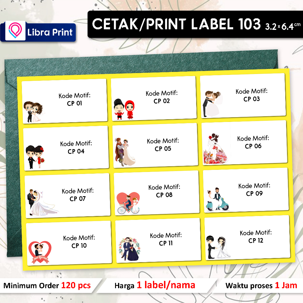 

CETAK STIKER LABEL 103 / PRINT LABEL NAMA UNDANGAN / LABEL BUKU MOTIF COUPLE