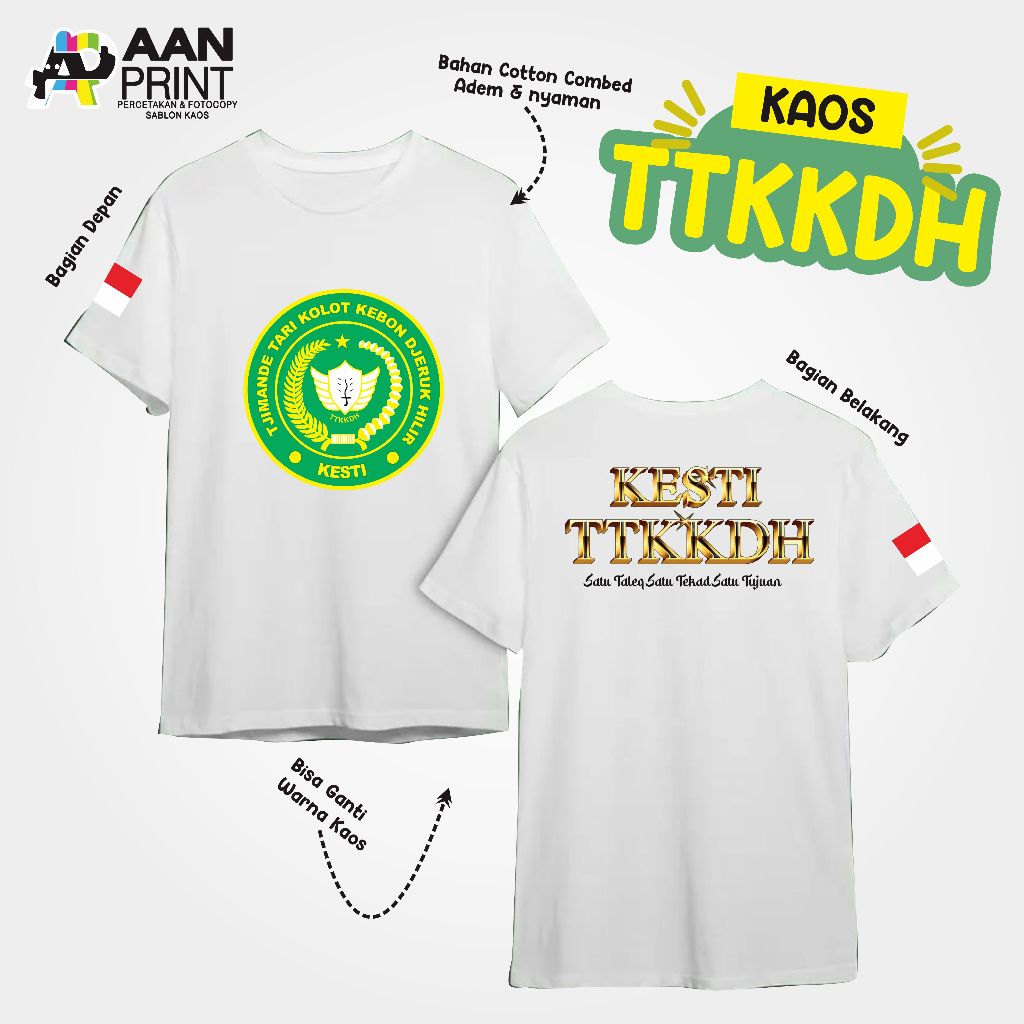 KAOS PENDEK KESTI TTKKDH | KODE 01| KAOS TJIMANDE TARI KOLOT | DEWASA ANAK
