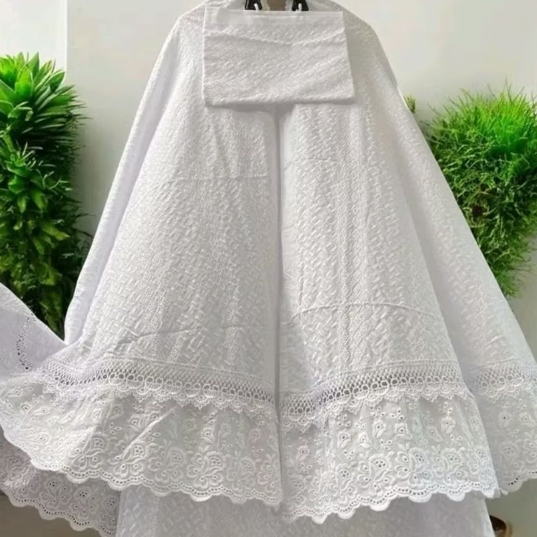 MUKENA KATUN RUBIAH PUTIH FULL BORDIR JUMBO KATUN ADEM NYAMAN RINGAN