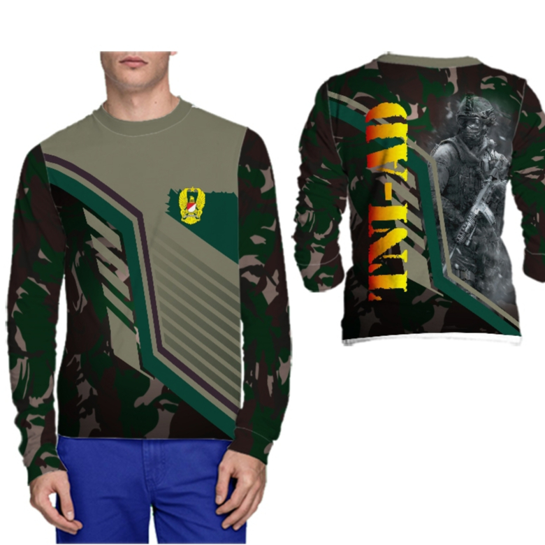 TNI AD Baju Dinas Kaos Jersey Dewasa Tangan Panjang Gratis Nama