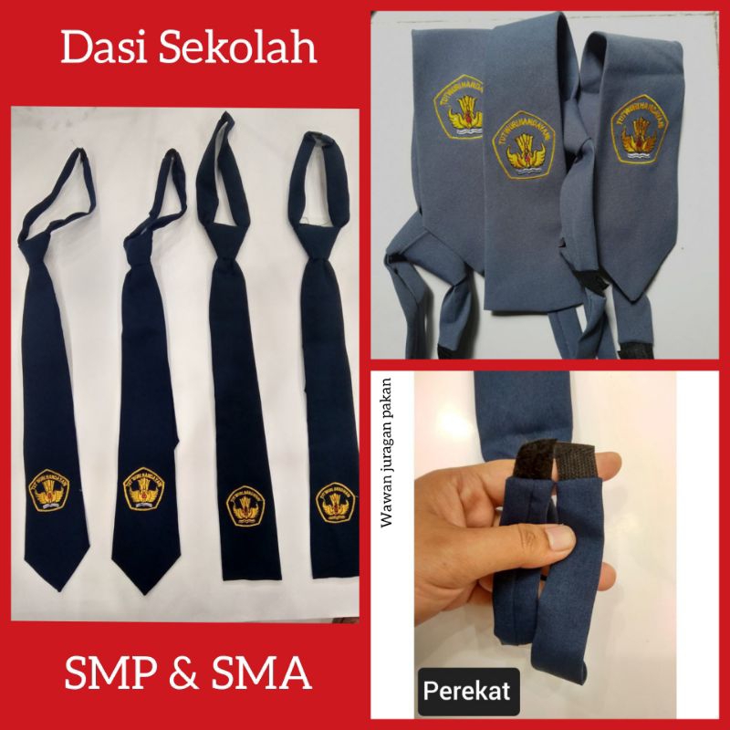 Dasi SMP dan Dasi SMA Perekat bijian / Dasi SMP Dasi SMA putra dan putri