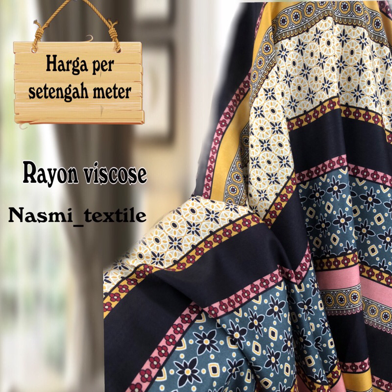 kain katun rayon viscose premium motif bunga | motif garis | motif abstrak