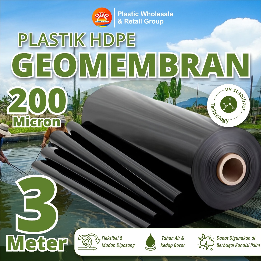 GEOMEMBRAN HDPE TEBAL 200 MICRON LEBAR 3 METER