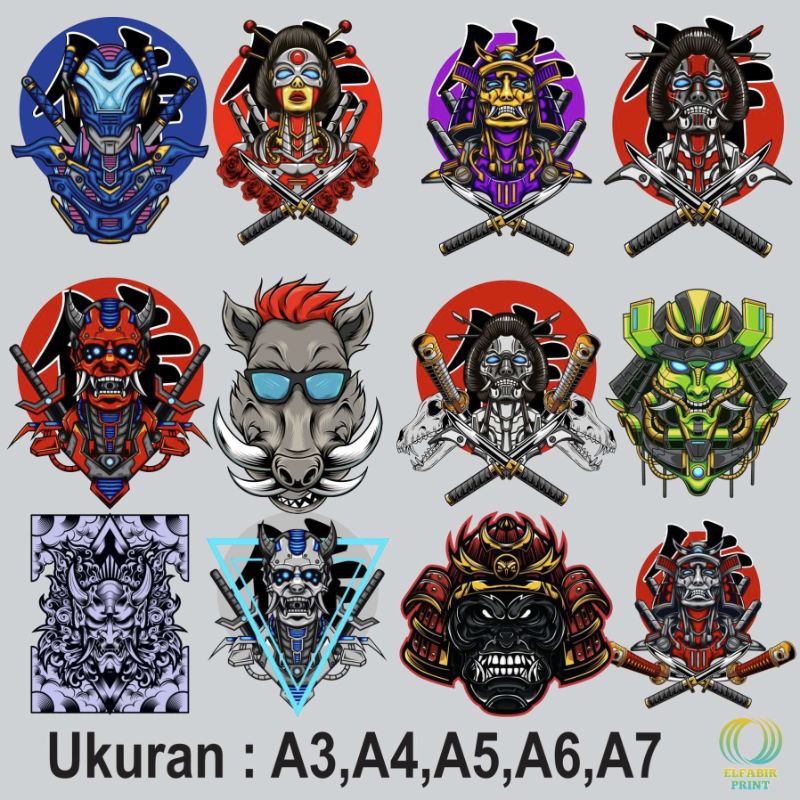

Dtf Stiker Sablon Setrika Gambar Mecha Samurai 8 Ukuran A3 A4 A5 A6 A7 Tinggal Tempel Atau Press