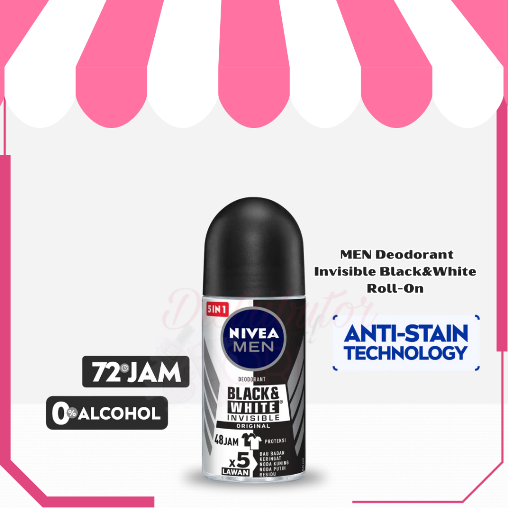 NIVEA Men Deodorant Invisible Black&White 25ml | BPOM