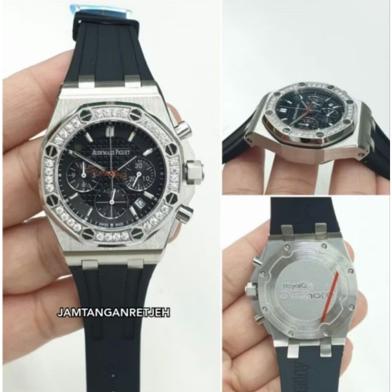 JAM TANGAN WANITA AUDEMARS PIGUET BATRE CHRONO BODY STAINLESS STRAP RUBBER