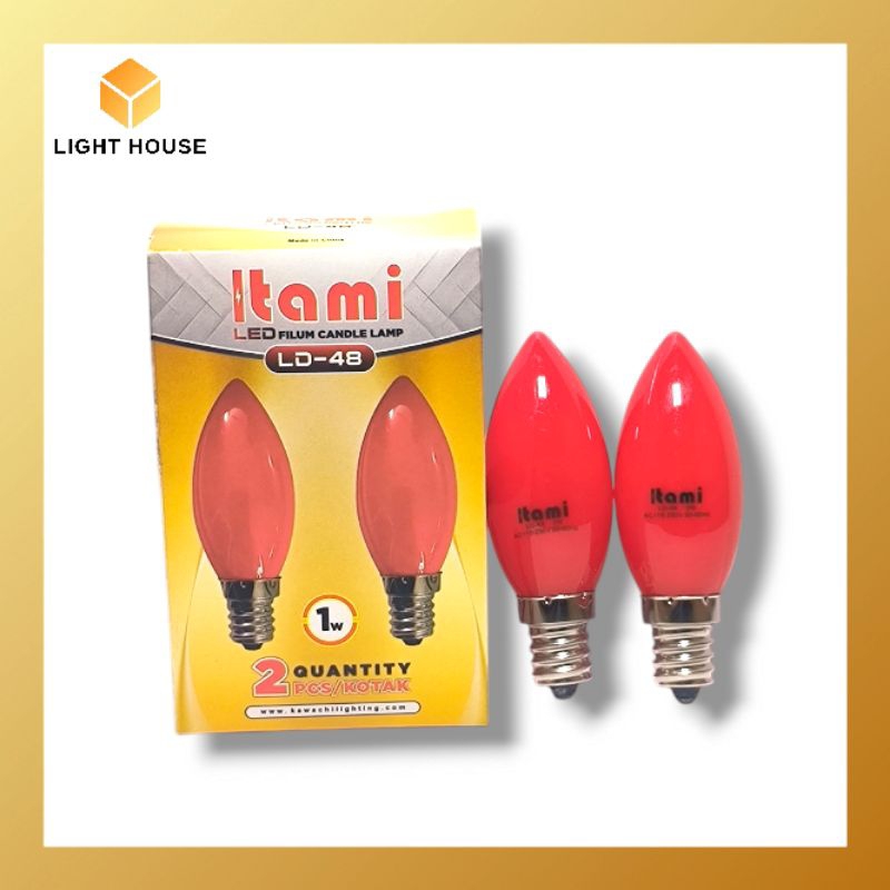 Bola Lampu Sembahyang Cabe LED Merah Pekat (2PCS) 1 Watt Itami E12
