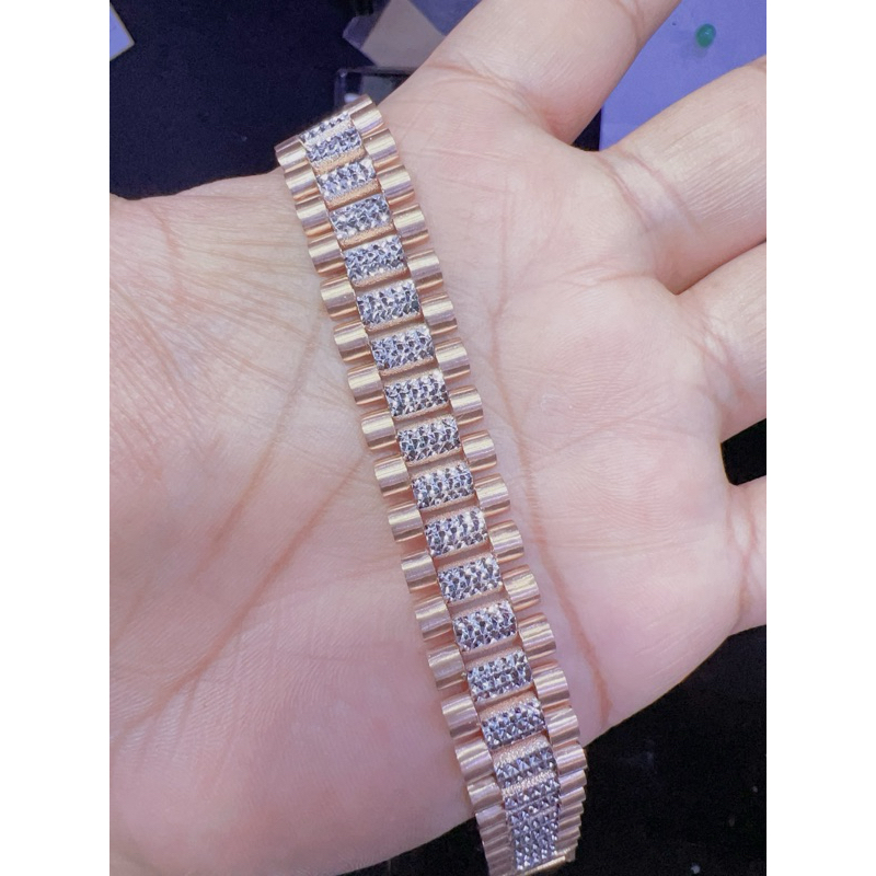 GELANG TANGAN RANTAI ROLX KOMBINASI EMAS ASLI 37.5gram 18cm